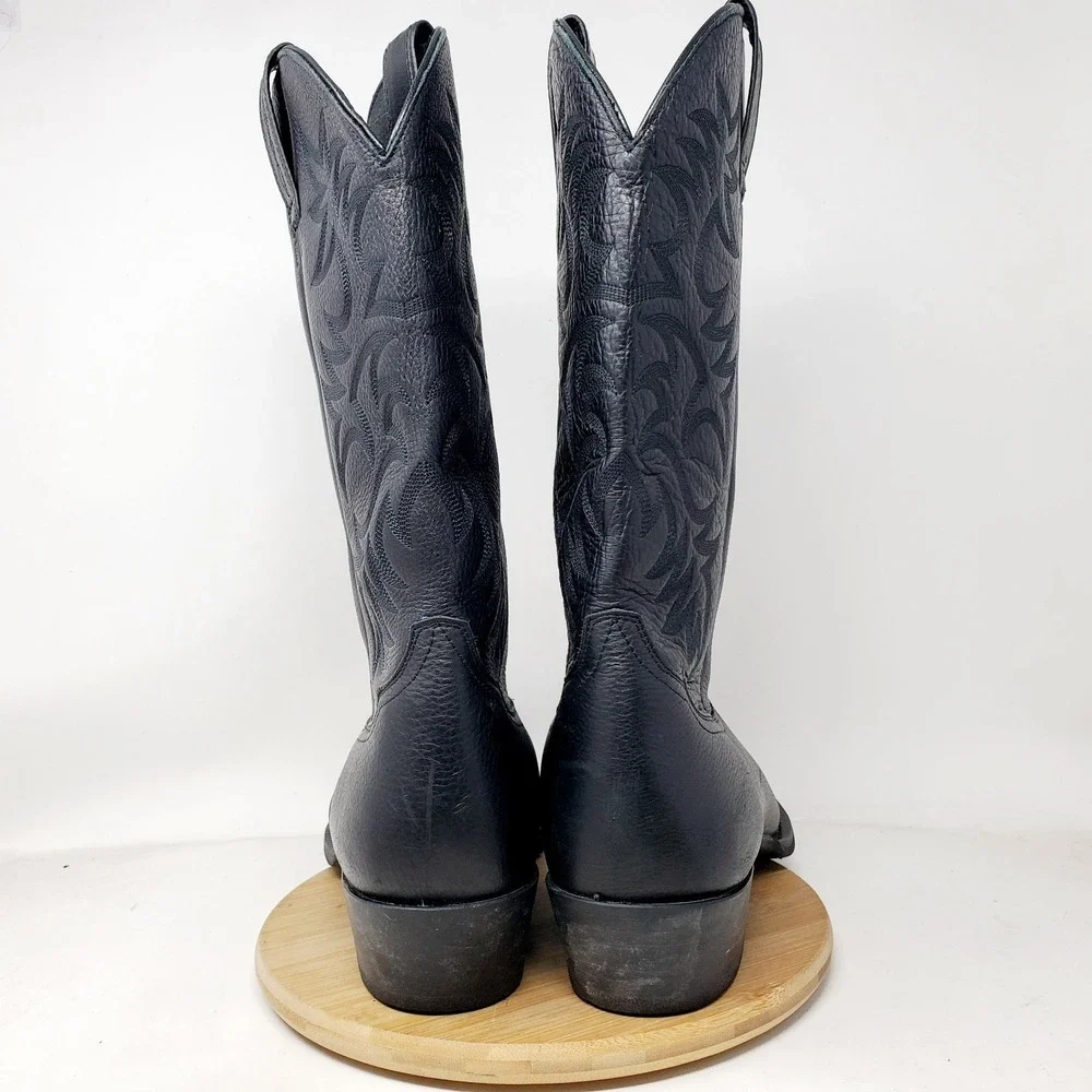 Ariat Heritage Boots Mens 13 D Black Leather Pull On R Toe Western Cowboy Shoes - Picture 10 of 15